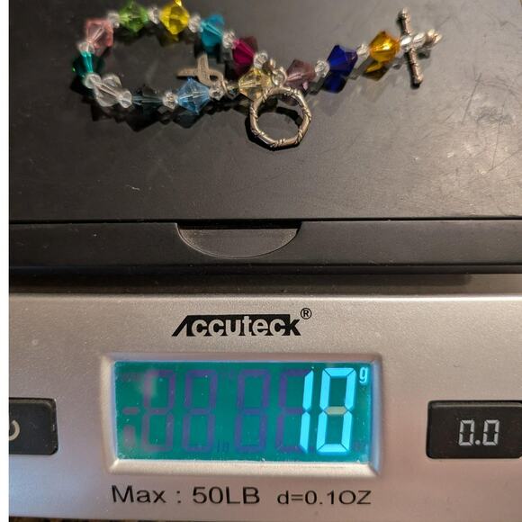 SJC Sterling 925 Breast Cancer Awareness Ribbon Crystal Bracelet Rainbow Toggle - Picture 8 of 9